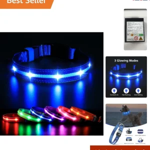 LED Light Up Dog Collar - USB Rechargeable, 3 Modes, Perfect for Night Walks